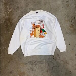 Jerzees‎ Mens Sz M Graphic Sweatshirt Santa Reindeer Outhouse Christmas Humor